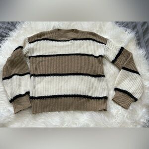 ✨3/$15 Striped Brown and Cream Sweater